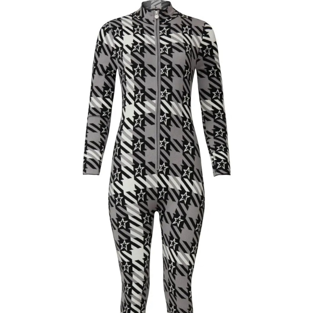 Perfect Moment Black and White Star Long Sleeve Marino Wool Base Layer - Picture 4 of 6